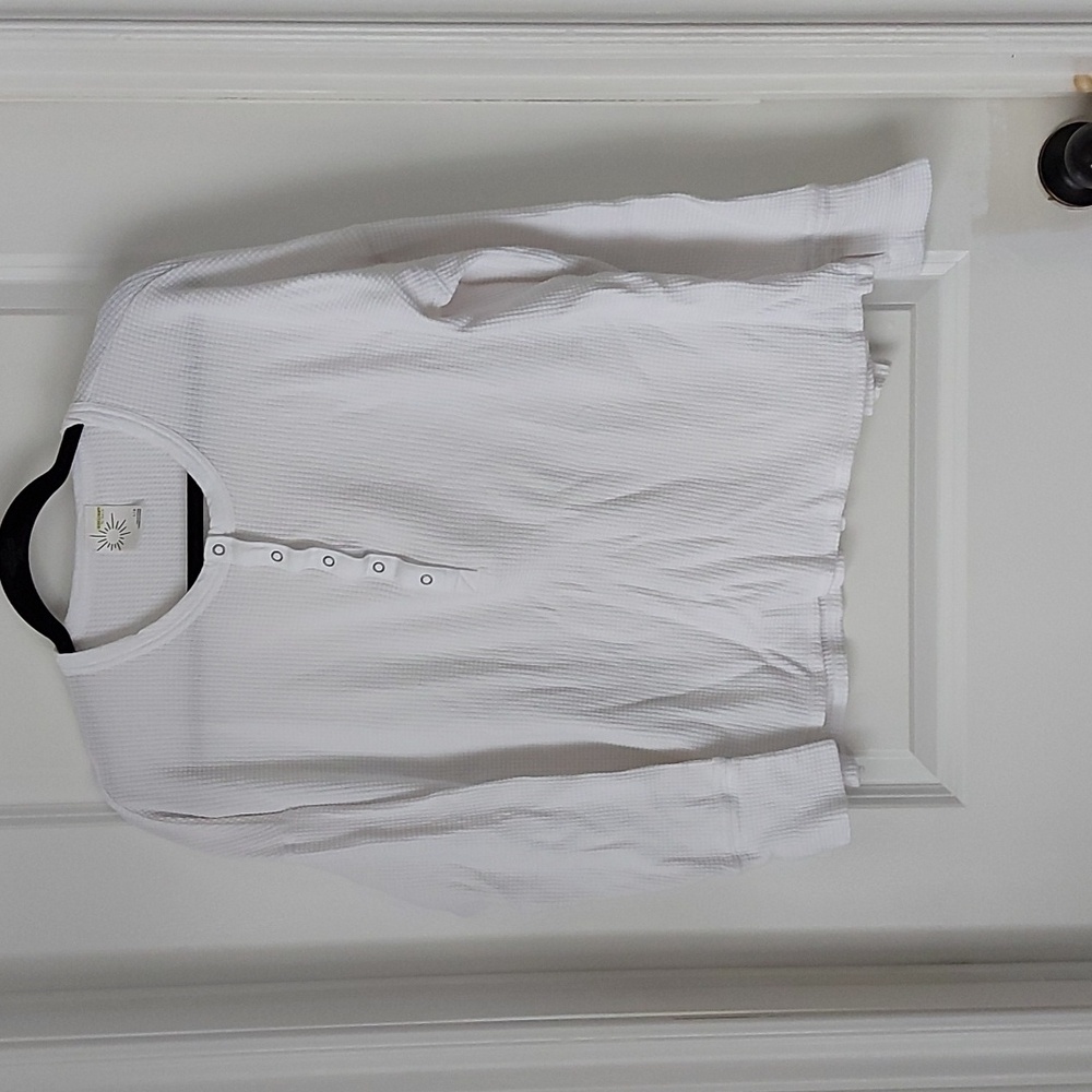 Offline white waffle knit Henley long sleeve shirt size Large